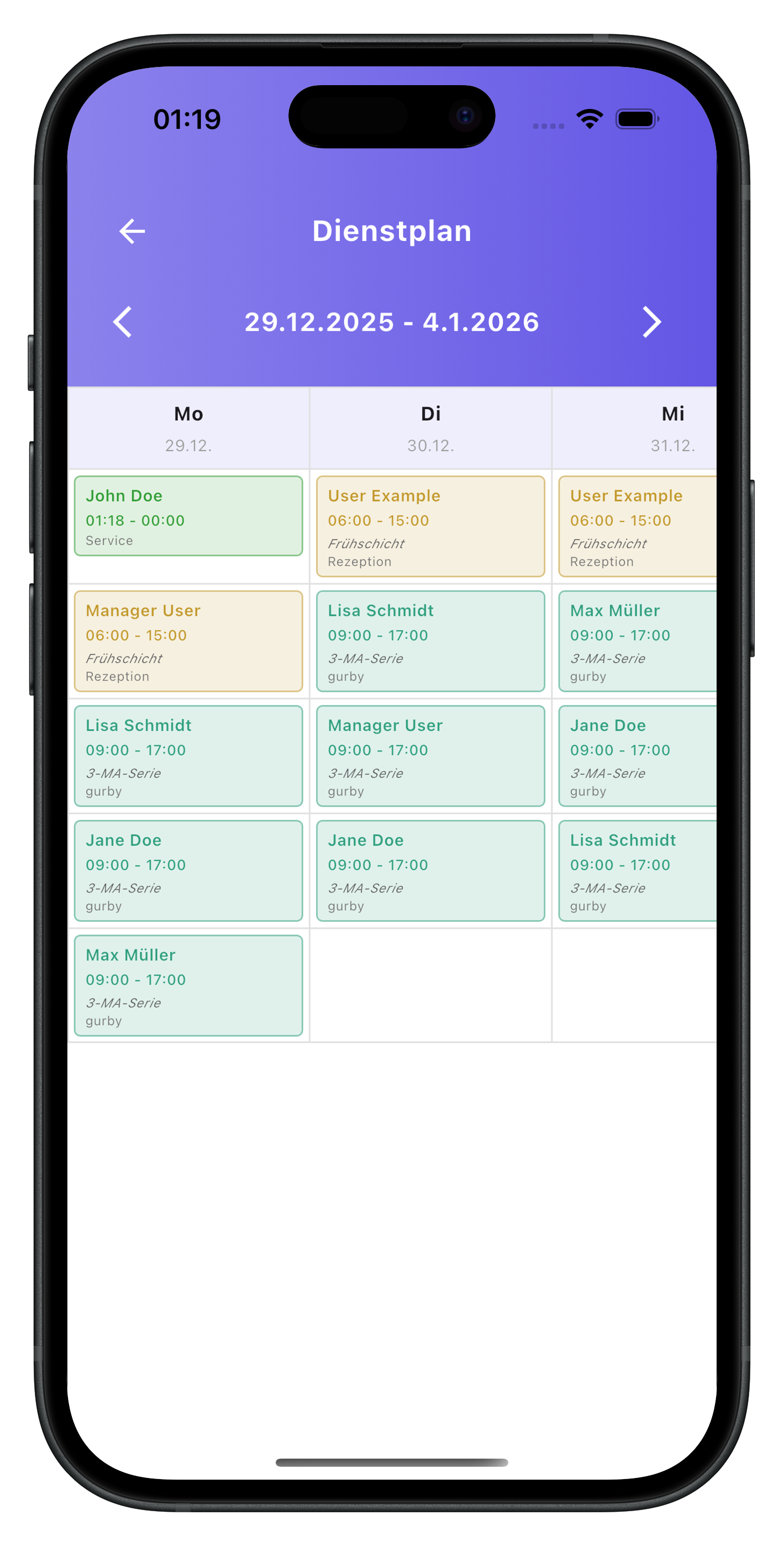 Aktueller Dienstplan